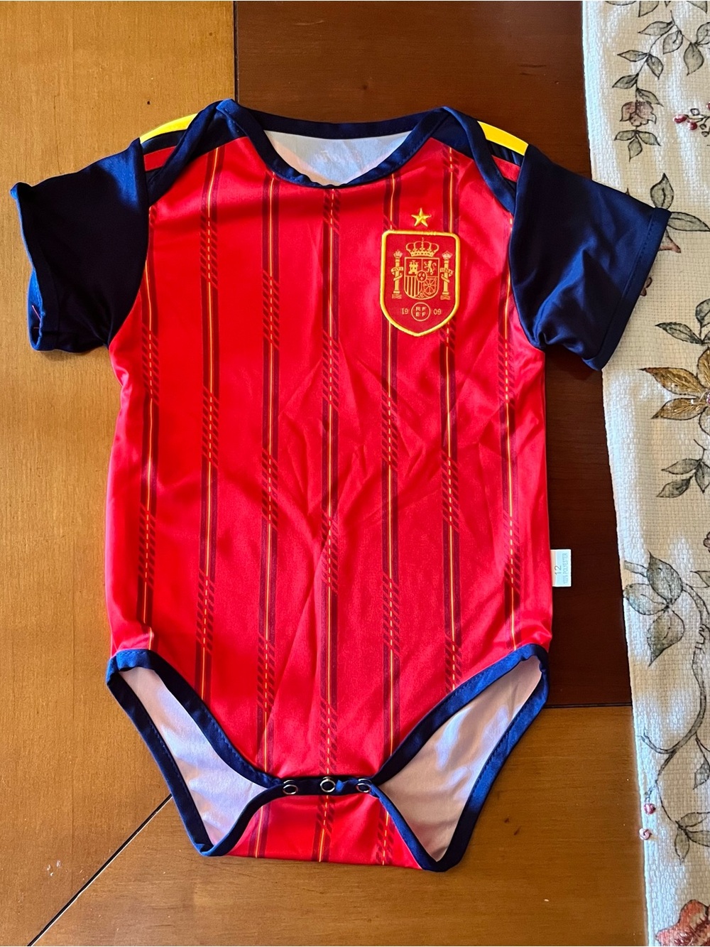 Spain Soccer Baby Bodysuit - Red & Navy